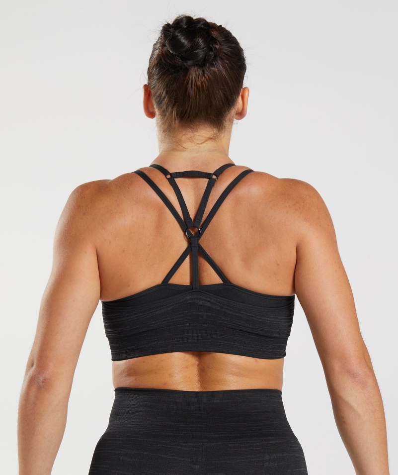 Gymshark Adapt Marl Bezšvová športová Podprsenka Vlt-black-smokey Grey