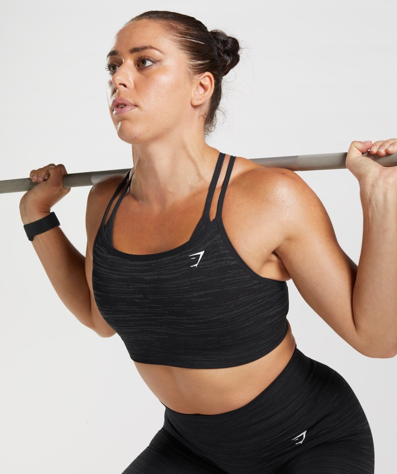 Gymshark Adapt Marl Bezšvová športová Podprsenka Vlt-black-smokey Grey