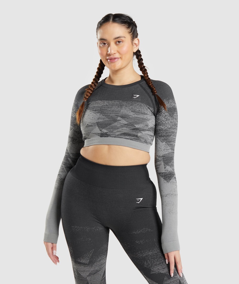 Gymshark Adapt Ombre Crop Top Trojuholník-čierna