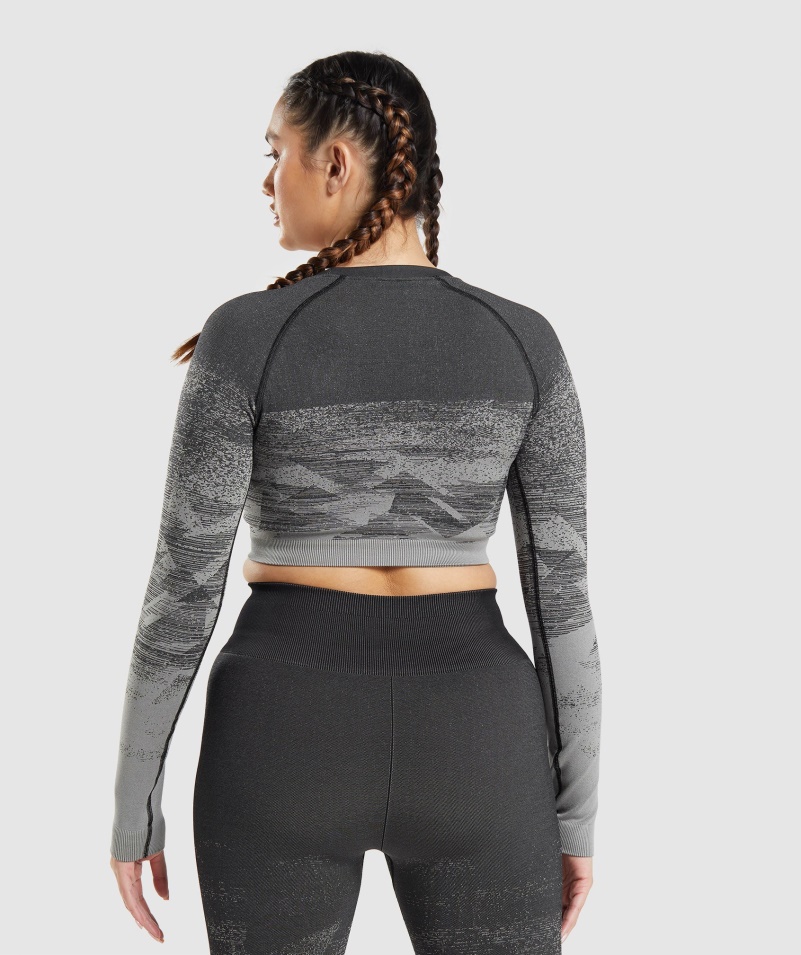 Gymshark Adapt Ombre Crop Top Trojuholník-čierna
