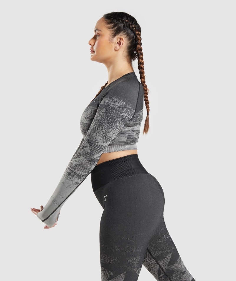 Gymshark Adapt Ombre Crop Top Trojuholník-čierna