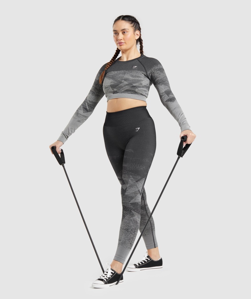 Gymshark Adapt Ombre Crop Top Trojuholník-čierna