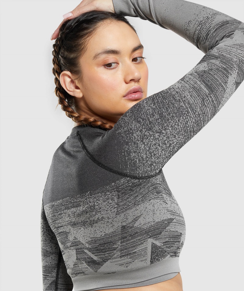 Gymshark Adapt Ombre Crop Top Trojuholník-čierna