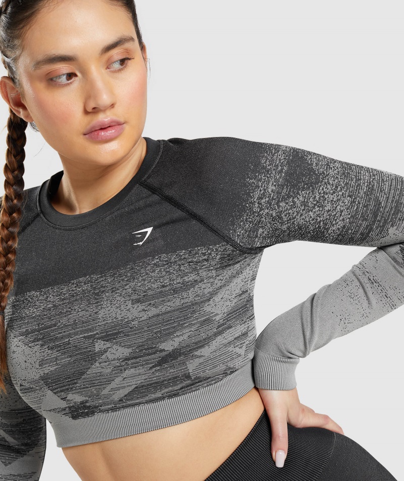 Gymshark Adapt Ombre Crop Top Trojuholník-čierna
