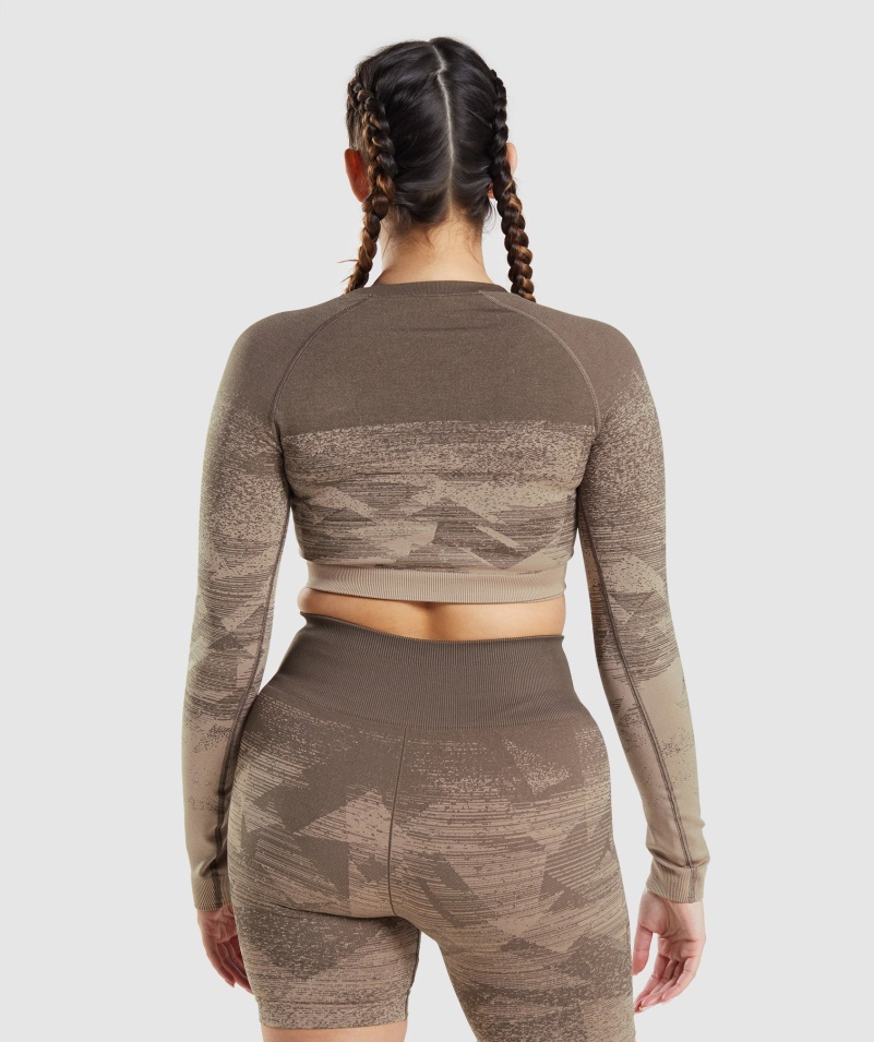 Gymshark Adapt Ombre Crop Top Trojuholník-penny Hnedý