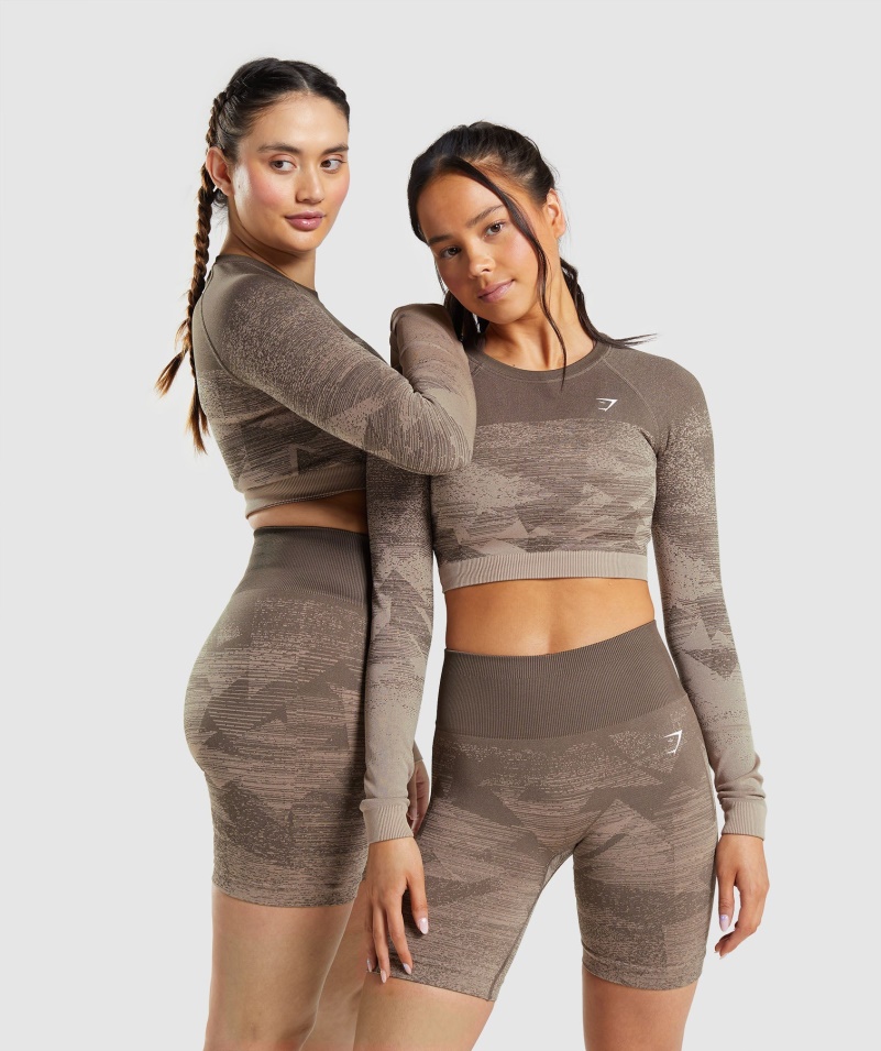 Gymshark Adapt Ombre Crop Top Trojuholník-penny Hnedý