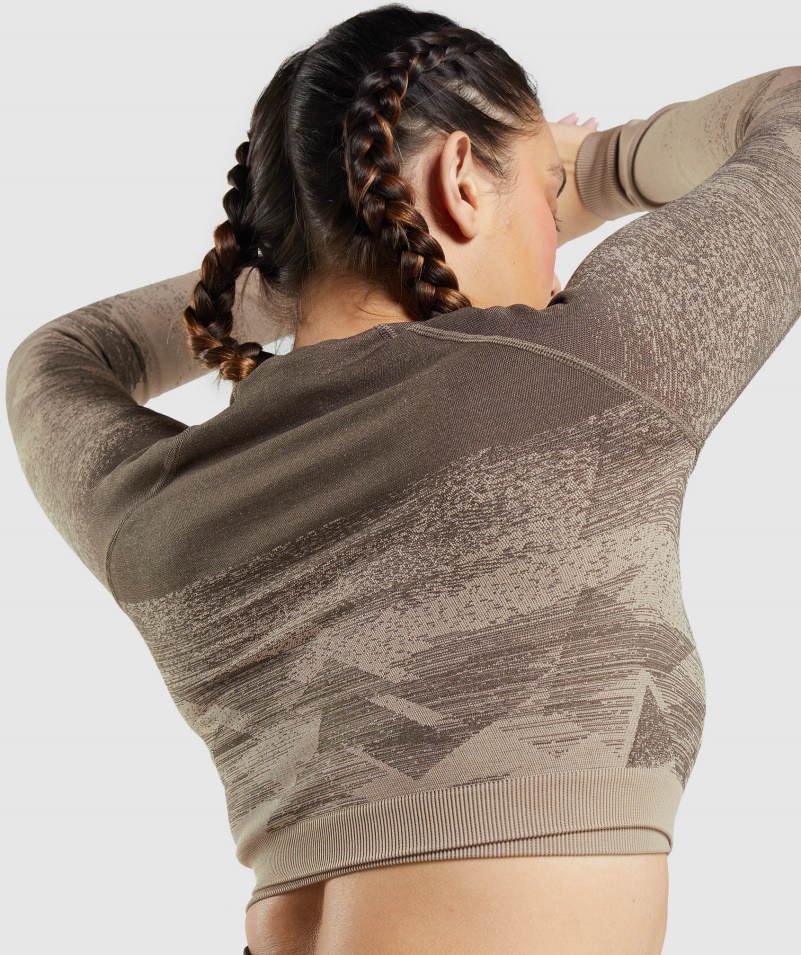 Gymshark Adapt Ombre Crop Top Trojuholník-penny Hnedý