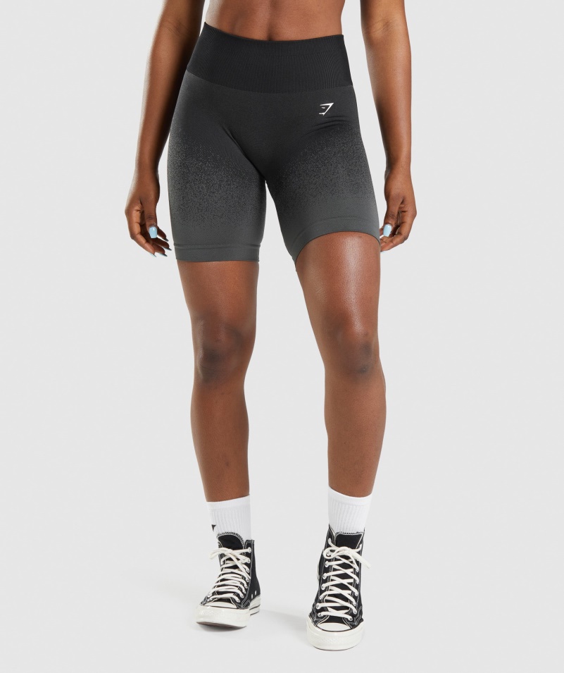 Gymshark Adapt Ombre Bezšvové Cyklistické šortky čierno-šedé