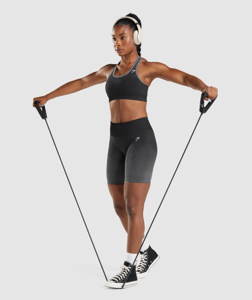 Gymshark Adapt Ombre Bezšvové Cyklistické šortky čierno-šedé