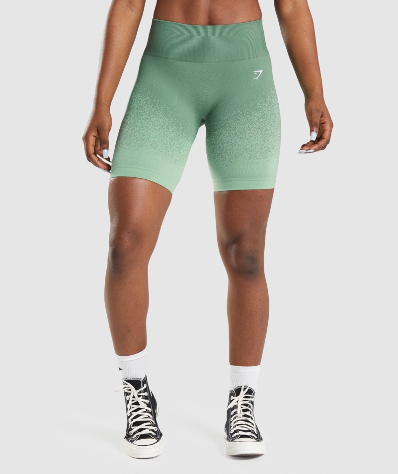 Gymshark Adapt Ombre Bezšvové Cyklistické šortky Zeleno-svetlo Zelené