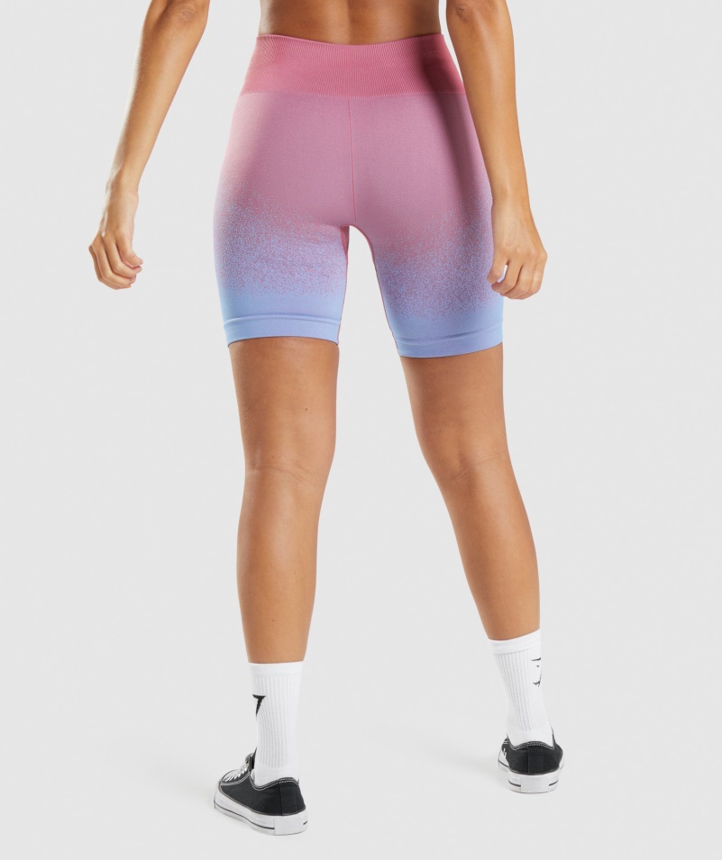 Gymshark Adapt Ombre Bezšvové Cyklistické šortky Rose Ružovo-svetlomodré
