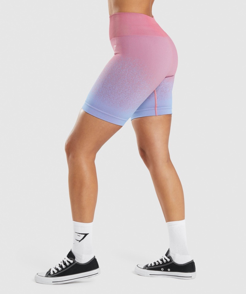 Gymshark Adapt Ombre Bezšvové Cyklistické šortky Rose Ružovo-svetlomodré
