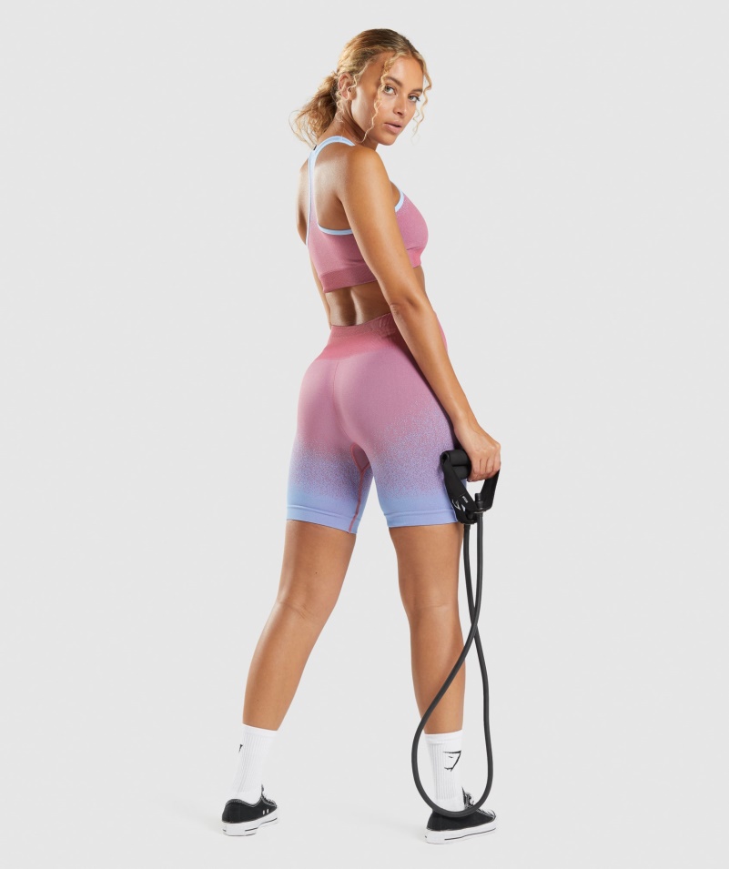 Gymshark Adapt Ombre Bezšvové Cyklistické šortky Rose Ružovo-svetlomodré