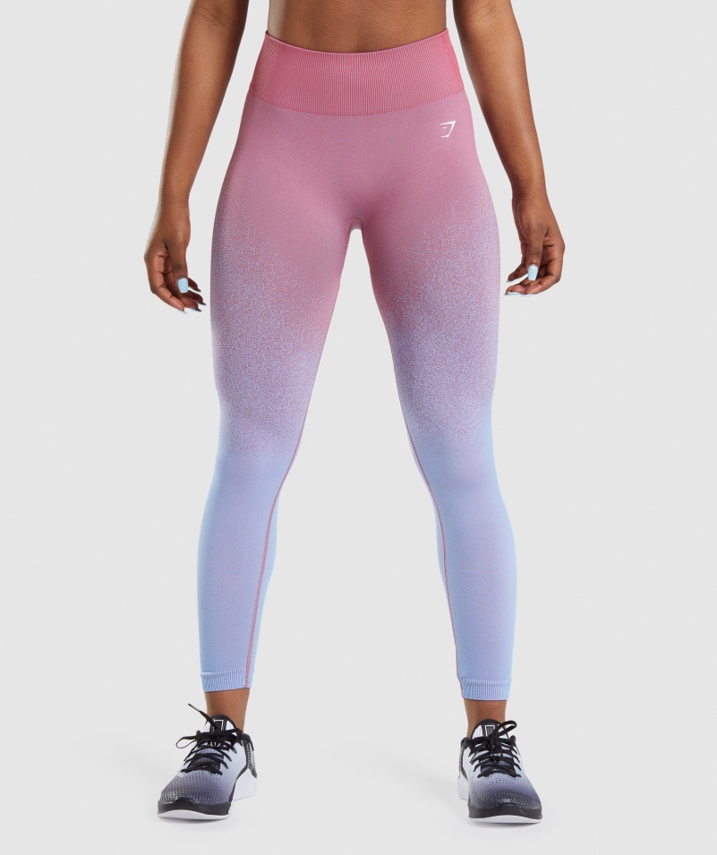 Gymshark Adapt Ombre Bezšvové Legíny Rose Ružovo-svetlomodré