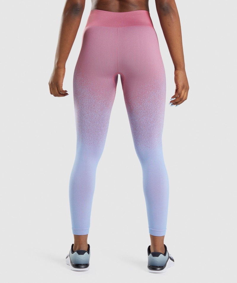 Gymshark Adapt Ombre Bezšvové Legíny Rose Ružovo-svetlomodré