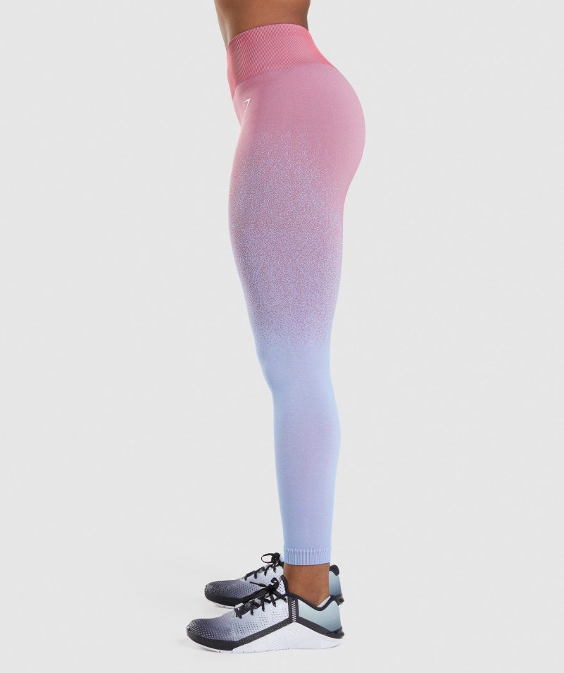Gymshark Adapt Ombre Bezšvové Legíny Rose Ružovo-svetlomodré
