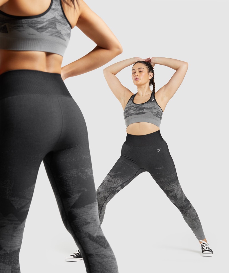 Gymshark Adapt Ombre Bezšvové Legíny Trojuholník-čierne