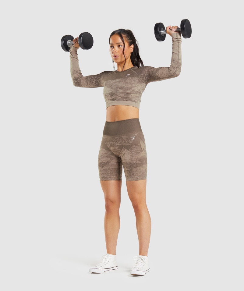 Gymshark Adapt Ombre Bezšvové šortky Trojuholník-penny Hnedé
