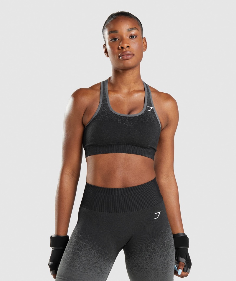 Gymshark Adapt Ombre Bezšvová športová Podprsenka čierno-šedá
