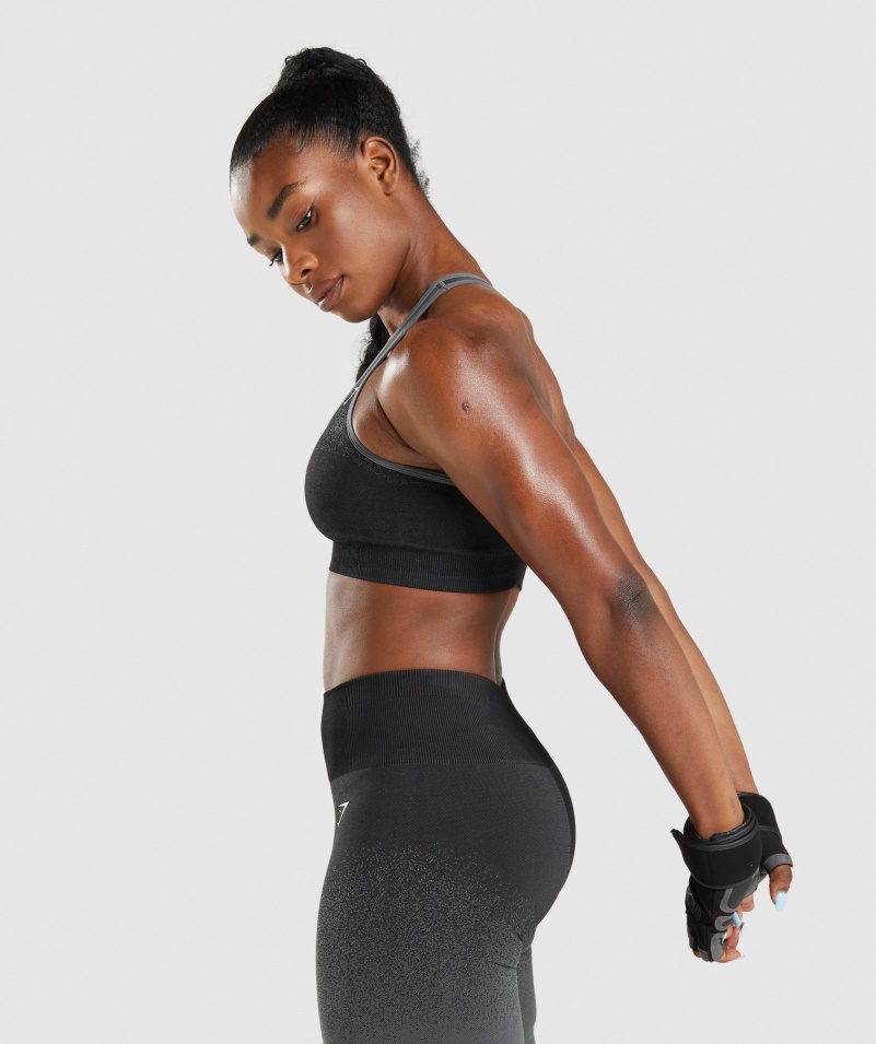 Gymshark Adapt Ombre Bezšvová športová Podprsenka čierno-šedá