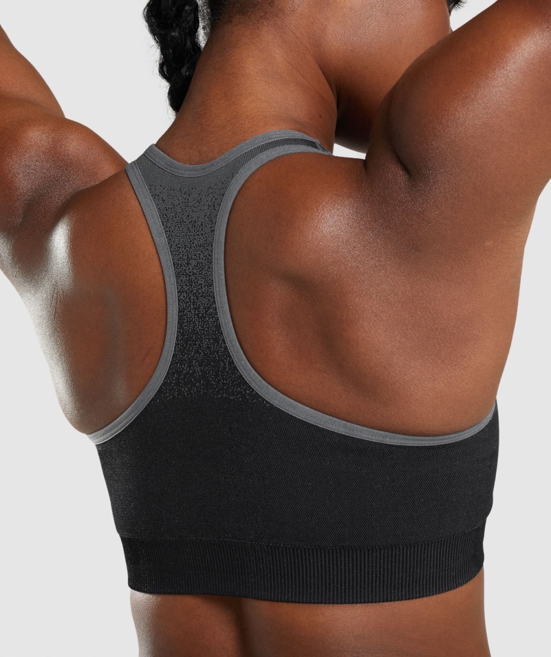 Gymshark Adapt Ombre Bezšvová športová Podprsenka čierno-šedá