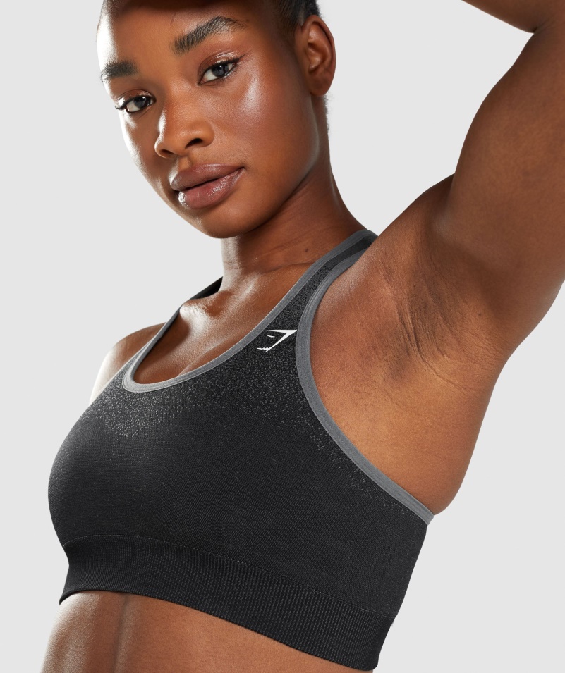 Gymshark Adapt Ombre Bezšvová športová Podprsenka čierno-šedá