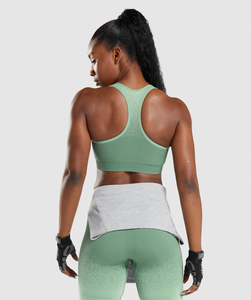 Gymshark Adapt Ombre Bezšvová športová Podprsenka Zeleno-svetlozelená