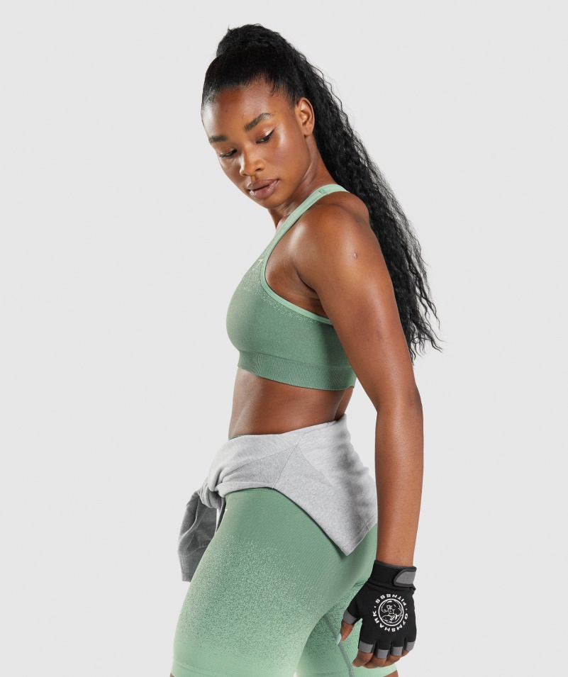 Gymshark Adapt Ombre Bezšvová športová Podprsenka Zeleno-svetlozelená