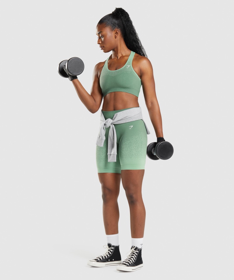 Gymshark Adapt Ombre Bezšvová športová Podprsenka Zeleno-svetlozelená
