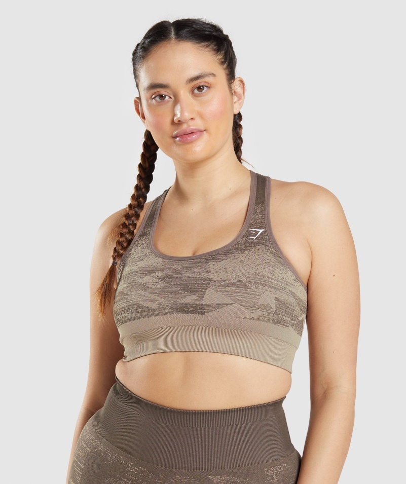 Gymshark Adapt Ombre Bezšvová športová Podprsenka Trojuholník-penny Hnedá