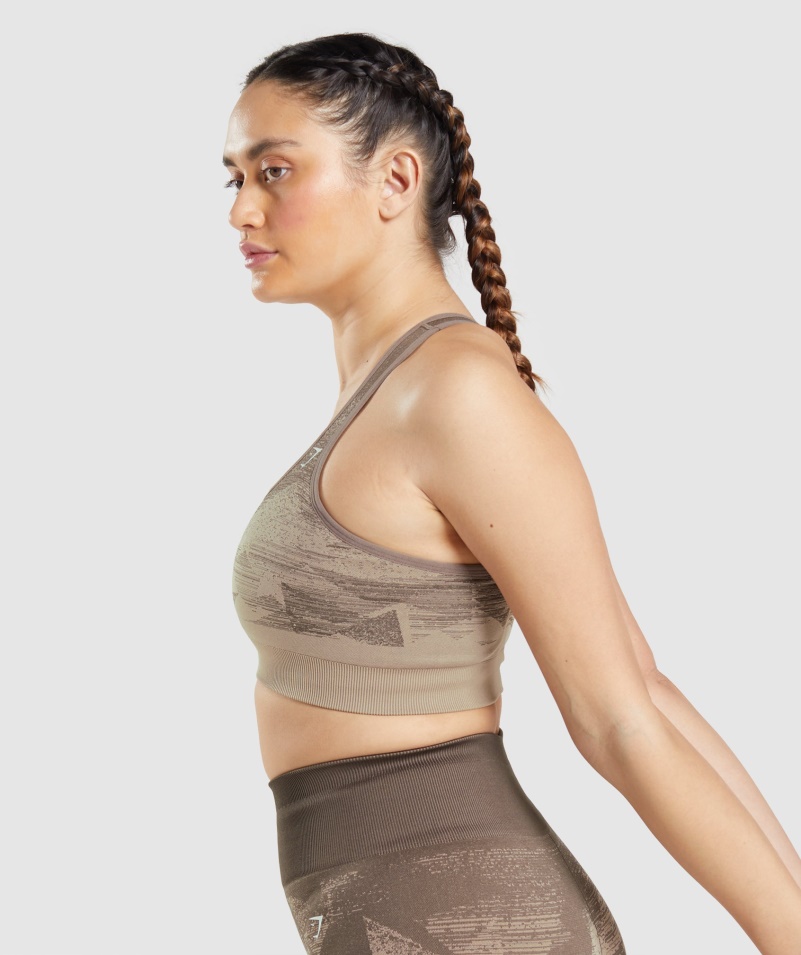 Gymshark Adapt Ombre Bezšvová športová Podprsenka Trojuholník-penny Hnedá
