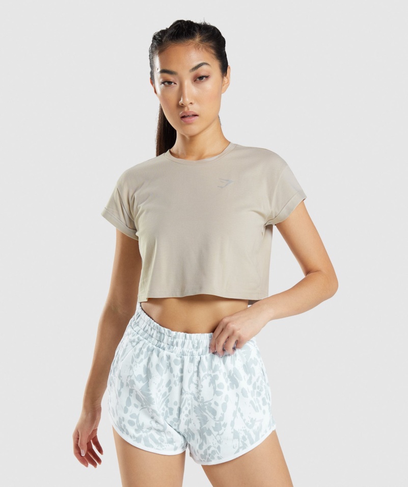 Gymshark Zvieracie Grafické Tričko Crop Grey