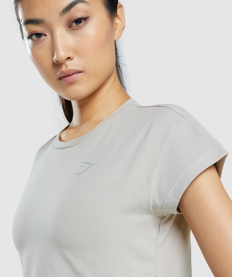 Gymshark Zvieracie Grafické Tričko Crop Grey