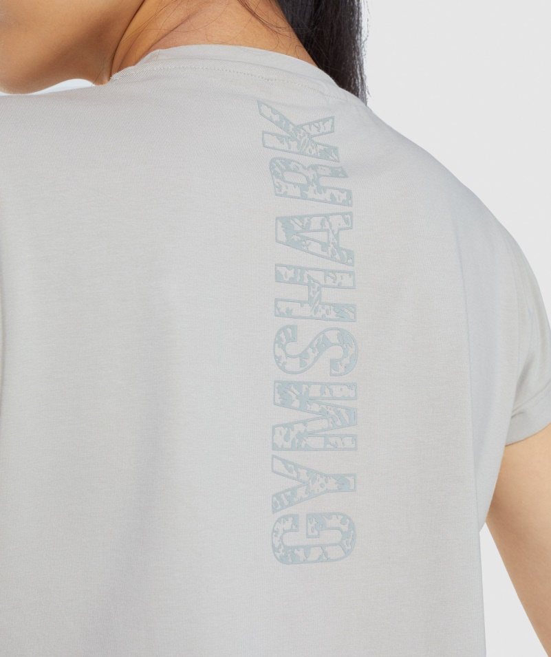 Gymshark Zvieracie Grafické Tričko Crop Grey