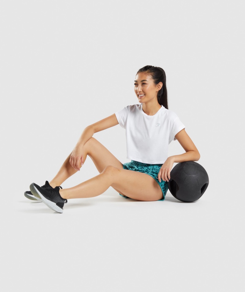 Gymshark Zvieracie Grafické Tričko Crop Biele
