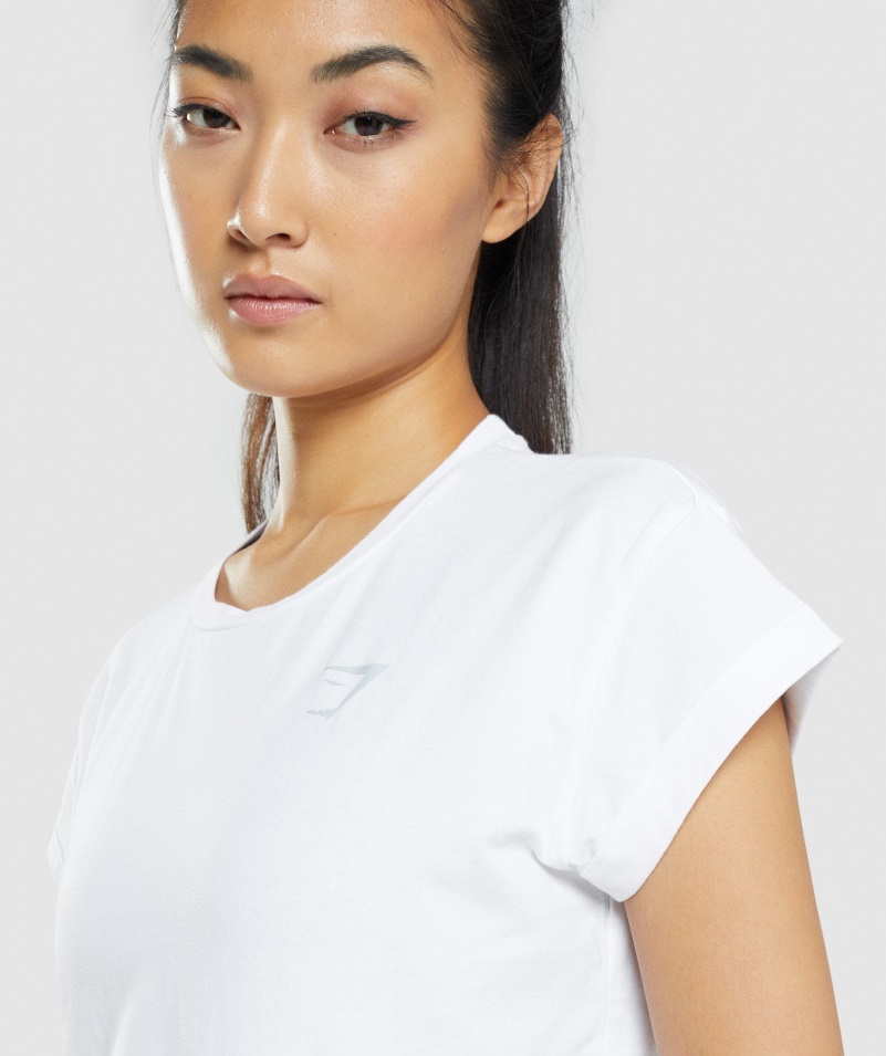Gymshark Zvieracie Grafické Tričko Crop Biele