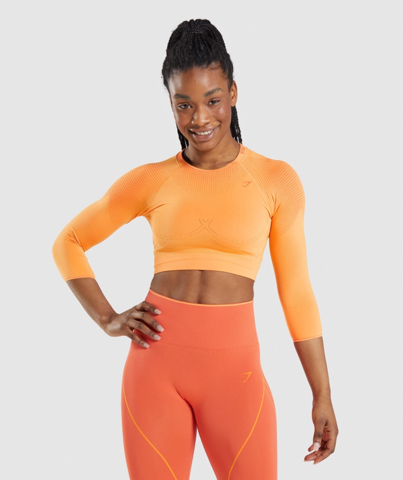 Gymshark Apex Bezšvový Crop Top Marhuľový Oranžovo-papája Oranžový