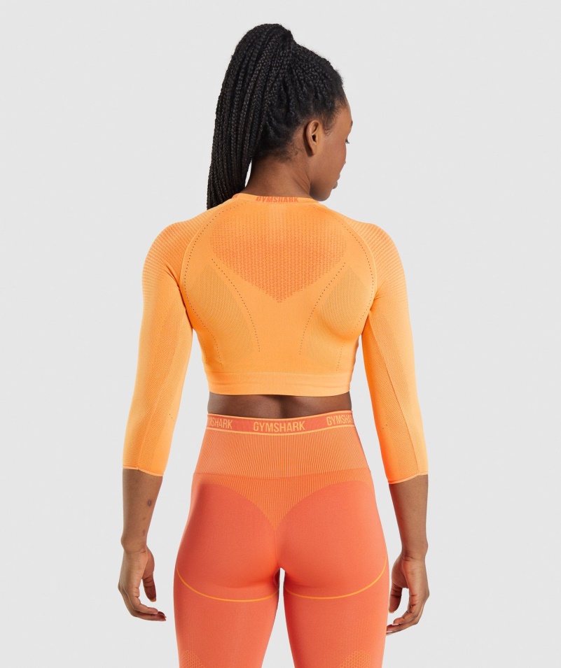 Gymshark Apex Bezšvový Crop Top Marhuľový Oranžovo-papája Oranžový