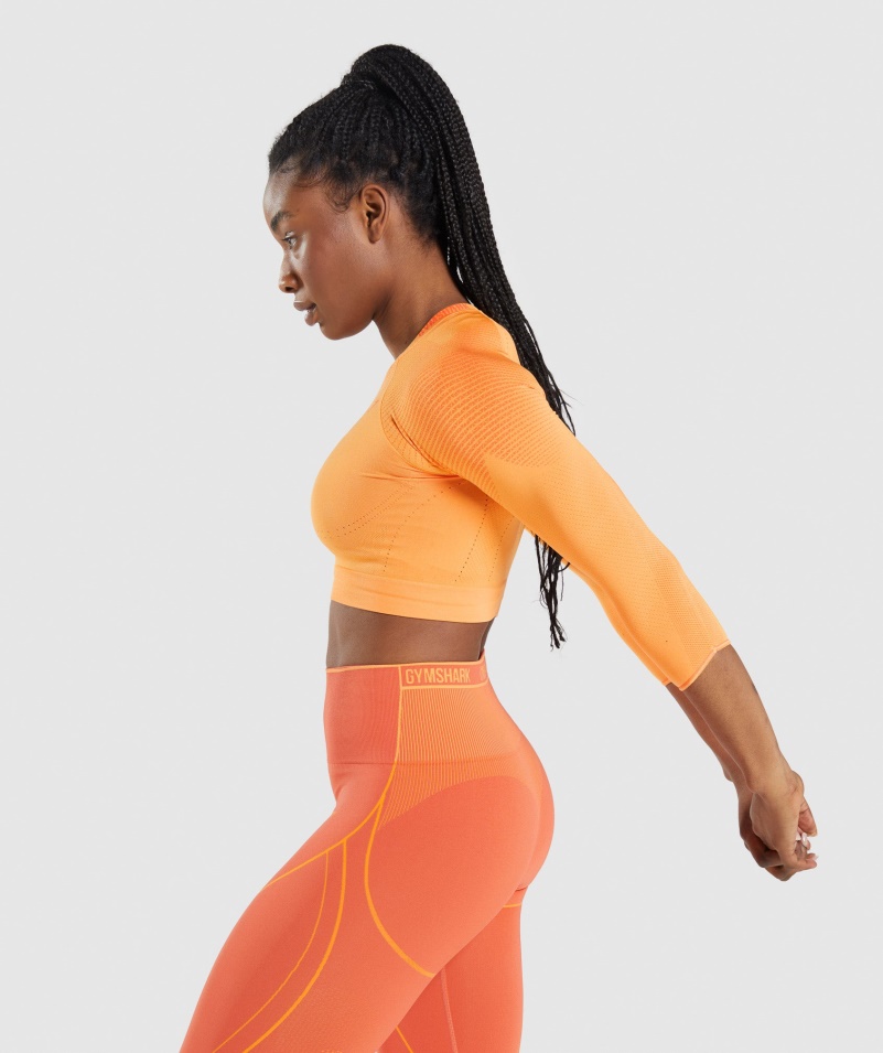Gymshark Apex Bezšvový Crop Top Marhuľový Oranžovo-papája Oranžový