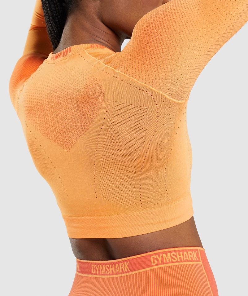 Gymshark Apex Bezšvový Crop Top Marhuľový Oranžovo-papája Oranžový