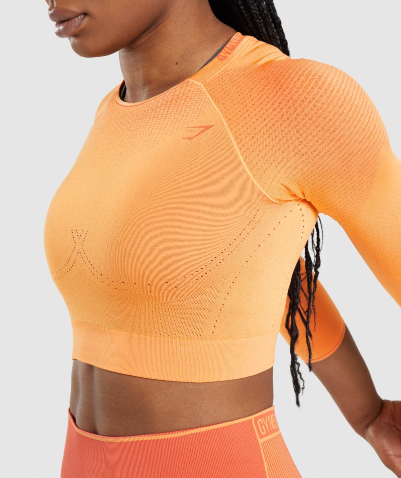 Gymshark Apex Bezšvový Crop Top Marhuľový Oranžovo-papája Oranžový
