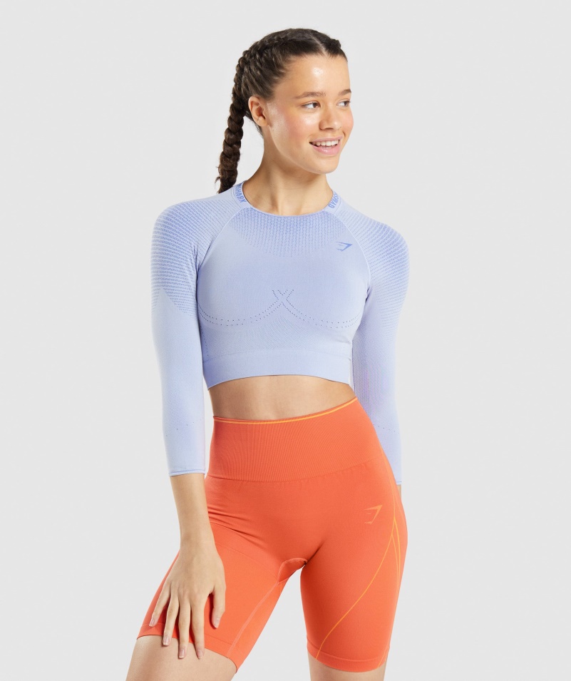 Gymshark Apex Bezšvový Crop Top Levanduľovo Modrá-kurtová Modrá