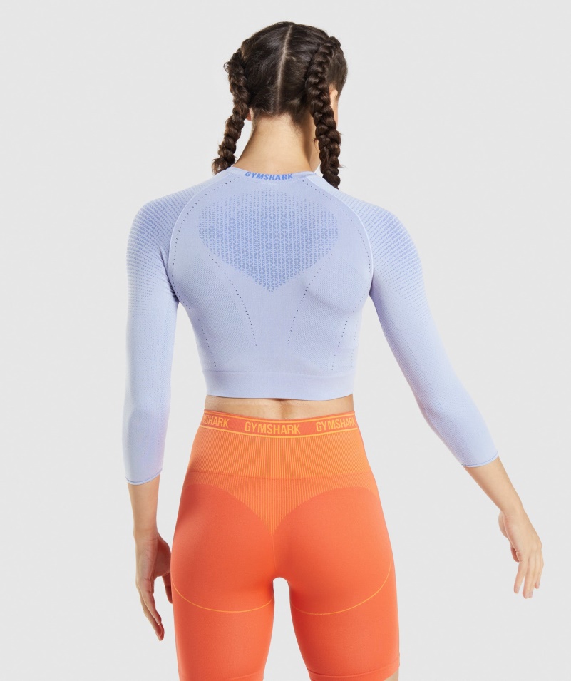 Gymshark Apex Bezšvový Crop Top Levanduľovo Modrá-kurtová Modrá