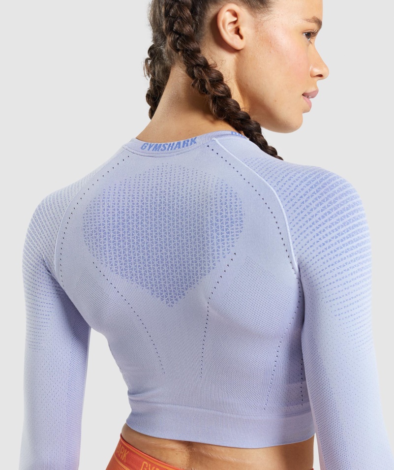 Gymshark Apex Bezšvový Crop Top Levanduľovo Modrá-kurtová Modrá