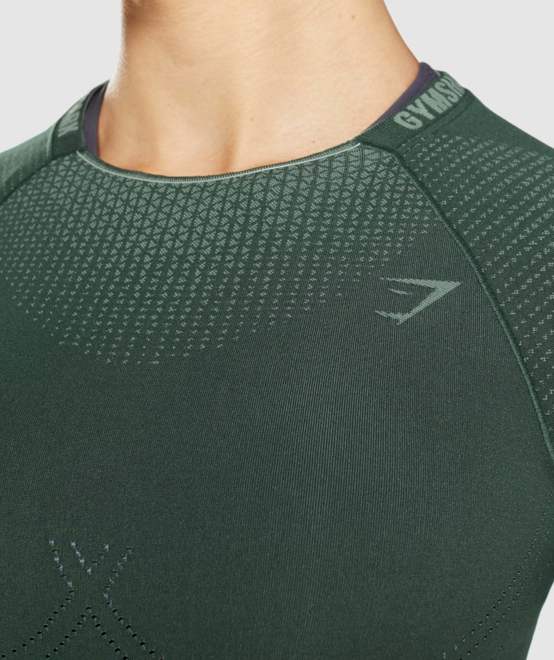 Gymshark Apex Bezšvový Crop Top Obsidián Zeleno-uhorkový Zelený