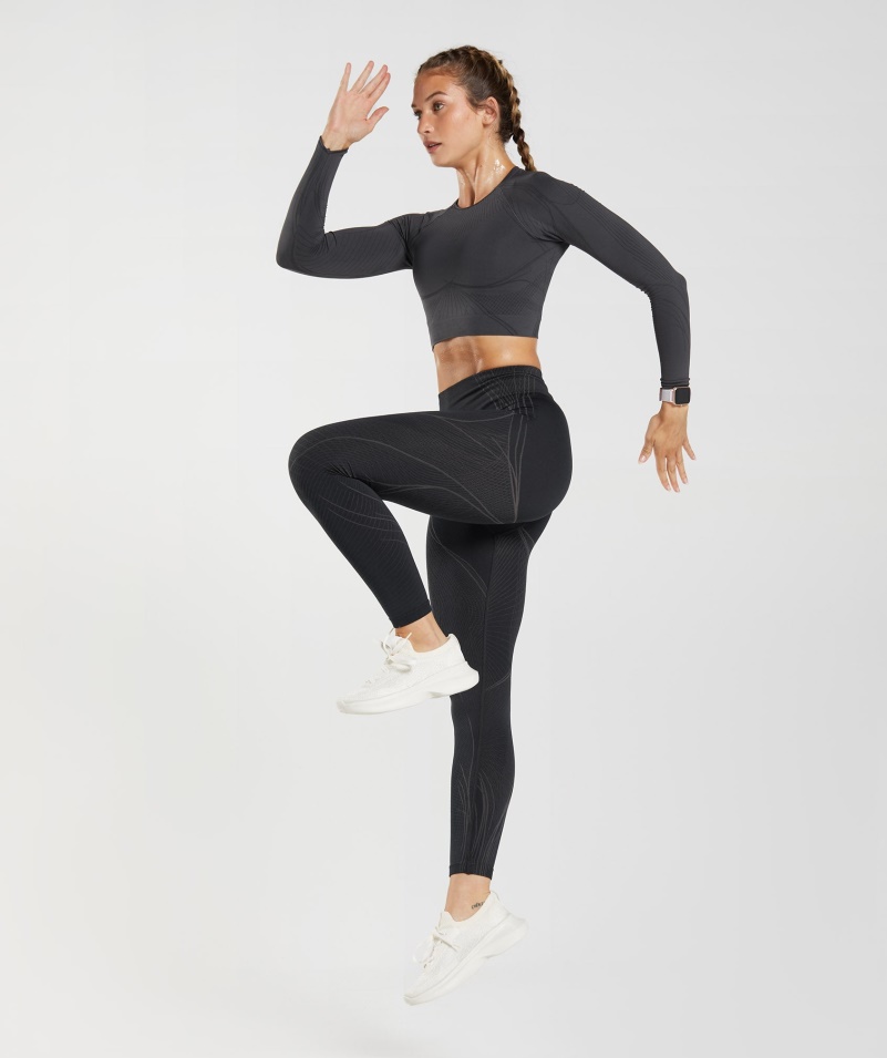 Gymshark Apex Bezšvový Crop Top ónyx Sivo-čierny