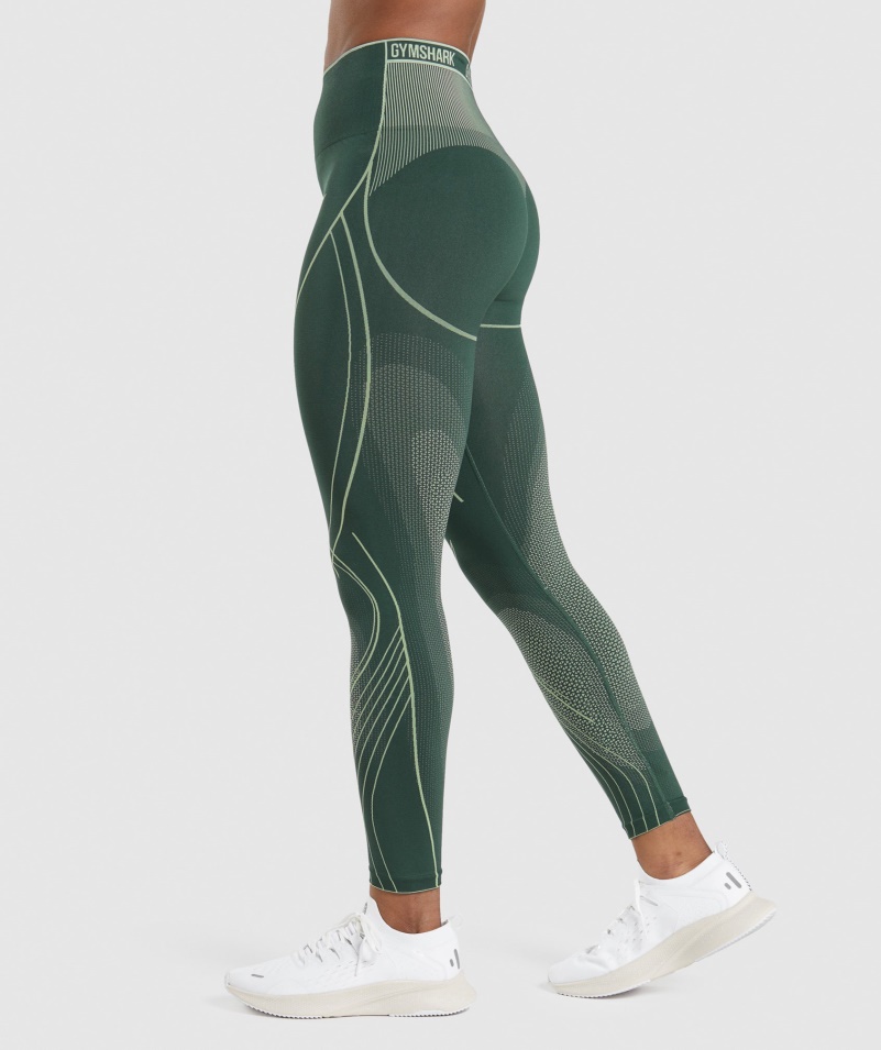 Gymshark Apex Bezšvové Výškové Legíny Obsidián Zeleno-uhorka Zelená