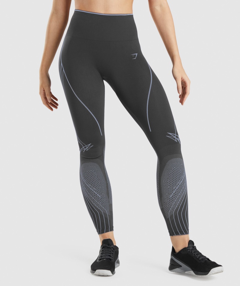 Gymshark Apex Bezšvové Vysoké Legíny ónyx šedo-levanduľovo Modré