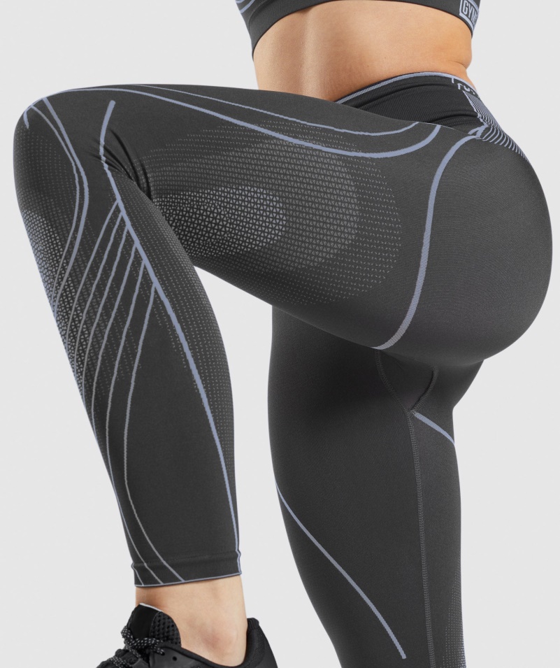 Gymshark Apex Bezšvové Vysoké Legíny ónyx šedo-levanduľovo Modré