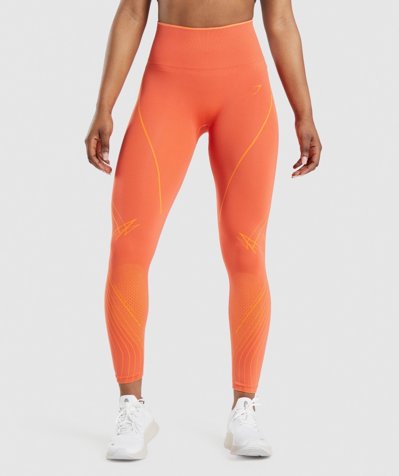 Gymshark Apex Bezšvové High Rise Legíny Papája Pomarančovo-marhuľová Oranžová